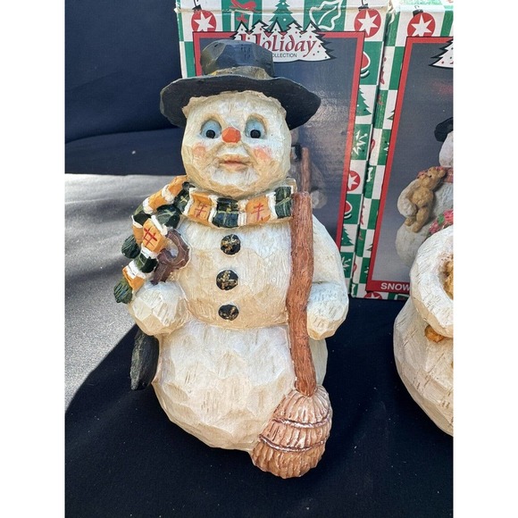 3 VINTAGE 1999 Christmas Snowman Figurines HOLIDAY COLLECTION World Bazaar -Ch8 - Picture 4 of 10